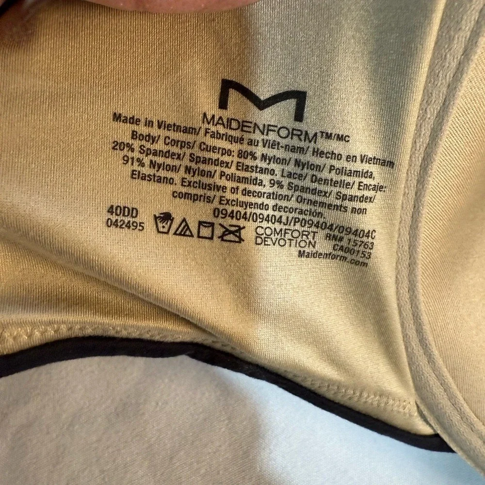 Maidenform 40DD Black Comfort T-Shirt‎ Bra Lace Trim Convertible Straps NWT